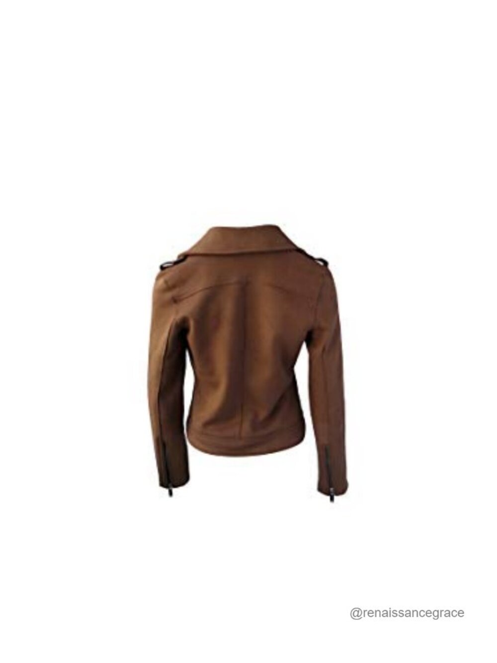 Faux Suede Jacket Long Sleeve Zipper Cape Casual Outwear - Picture 2 of 2